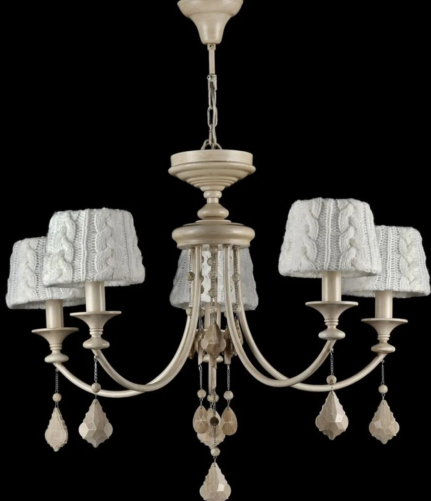 Casa Padrino Barock Kristall Kronleuchter 5-flammig in Beige - Ø 76 x H. 59 cm - Luxus Lüster