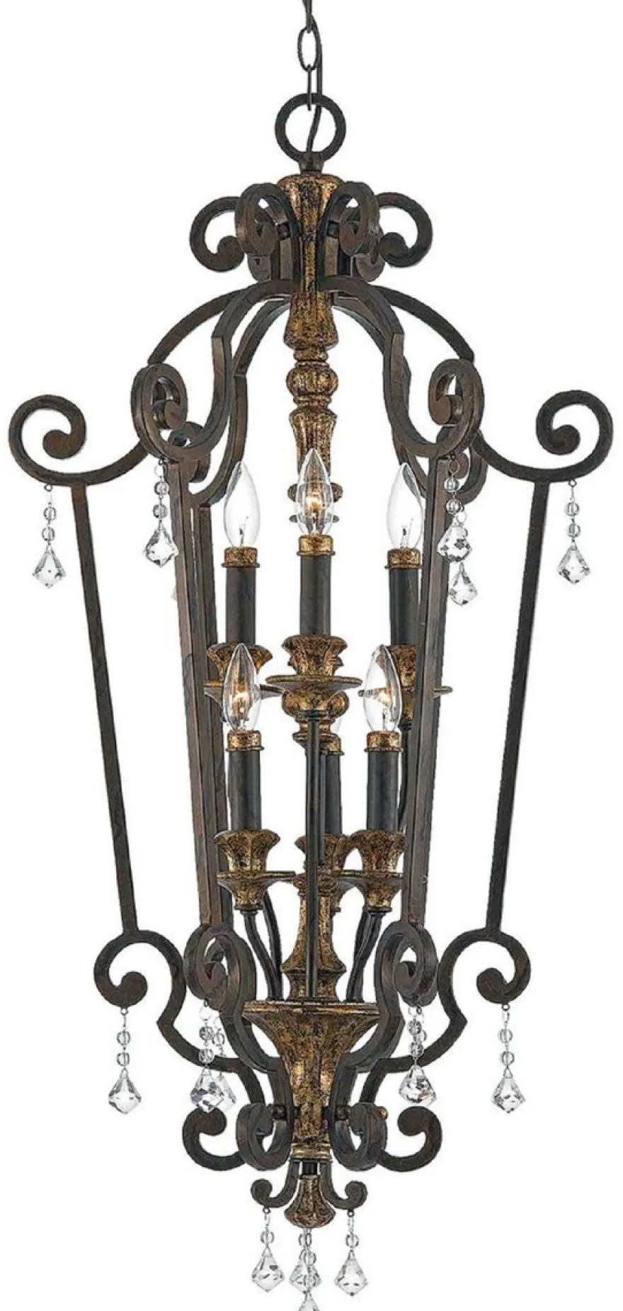 Casa Padrino Barock Kristall Kronleuchter Bronze / Antik Gold Ø 52 x H. 105 cm - Prunkvoller Barockstil Kronleuchter - Wohnzimmer & Hotel Kronleuchter - Barock Möbel - Barock Leuchten