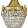 Casa Padrino Barock Kristall Hängeleuchte Gold Ø 25 x H. 35 cm - Runde Hängeleuchte im Barockstil - Barock Leuchten - Edel & Prunkvoll
