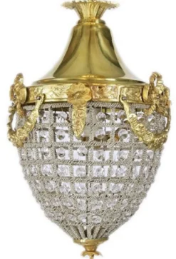 Casa Padrino Barock Kristall Hängeleuchte Gold Ø 25 x H. 35 cm - Runde Hängeleuchte im Barockstil - Barock Leuchten - Edel & Prunkvoll