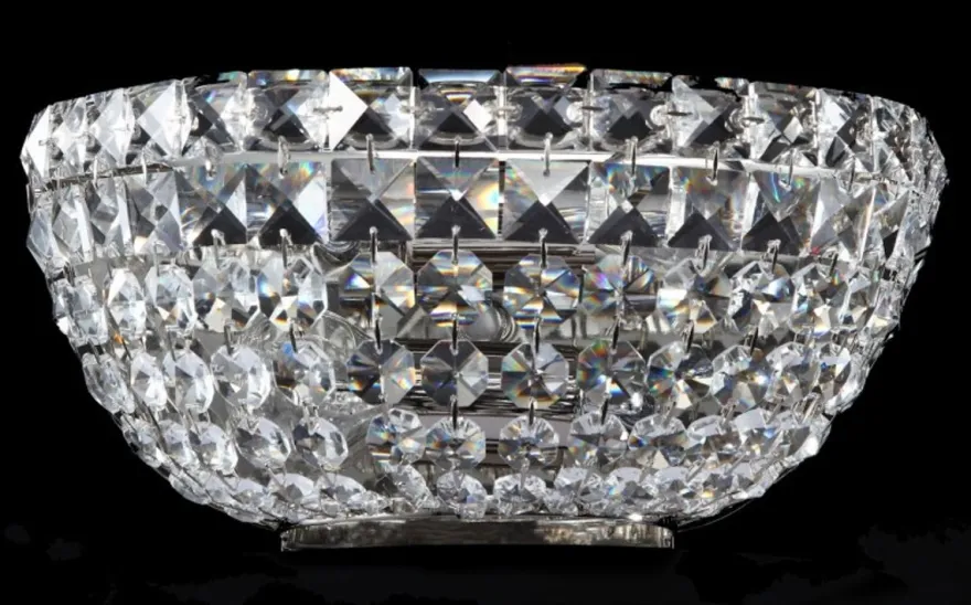 Casa Padrino Barock Kristall Wandleuchte Nickel 25,5 x H 12,5 cm Antik Stil - Exklusive Wandlampe