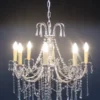 Casa Padrino Barock Kristall Kronleuchter 8-Flammig Silber - Hängeleuchte Lüster Hängelampe Deckenlampe - Höhe 69 cm, Durchmesser 73 cm