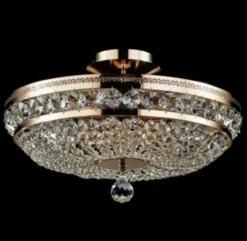 Casa Padrino Barock Kristall Decken Kronleuchter Gold 43,5 x H 26 cm - Antik Stil Deckenlampe