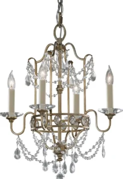 Casa Padrino Barock Kristall Kronleuchter Silber / Gold Ø 41,3 x H. 49,4 cm - Eleganter Kronleuchter im Barockstil - Barock Möbel