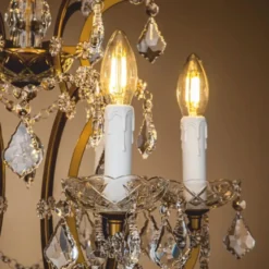 Casa Padrino Barock Kristall Tischleuchte Gold H. 85 cm - Prunkvolle Barockstil Schreibtischleuchte - Barock Kristall Leuchten