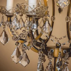 Casa Padrino Barock Kristall Tischleuchte Gold H. 85 cm - Prunkvolle Barockstil Schreibtischleuchte - Barock Kristall Leuchten