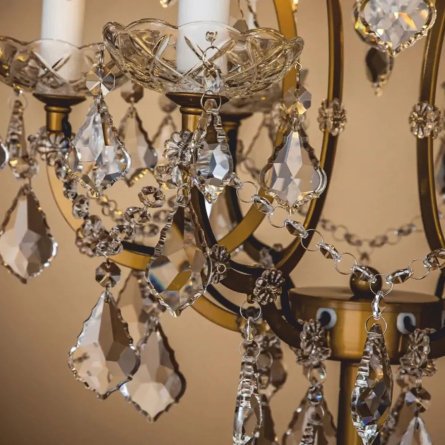 Casa Padrino Barock Kristall Tischleuchte Gold H. 85 cm - Prunkvolle Barockstil Schreibtischleuchte - Barock Kristall Leuchten