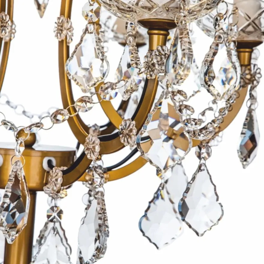 Casa Padrino Barock Kristall Tischleuchte Gold H. 85 cm - Prunkvolle Barockstil Schreibtischleuchte - Barock Kristall Leuchten