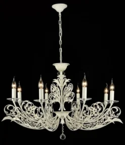 Casa Padrino Barock Kristall Decken Kronleuchter Weiß Gold Antik Stil - Durchmesser 58 cm, Höhe 92 cm