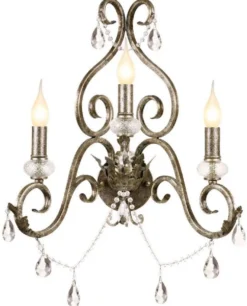 Casa Padrino Barock Kristall Wandleuchte Antik Silber 48 x H. 51 cm - Prunkvolle Barockstil Metall Wandlampe - Barock Leuchten - Edel & Prunkvoll
