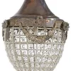 Casa Padrino Barock Kristall Hängeleuchte Oxidiert Ø 25 x H. 35 cm - Runde Hängeleuchte im Barockstil - Barock Leuchten - Edel & Prunkvoll