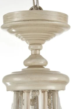 Casa Padrino Barock Kristall Kronleuchter 7-flammig in Beige - Ø 87 x H. 59 cm - Luxus Lüster für gehobene Wohnräume