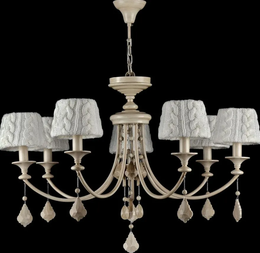 Casa Padrino Barock Kristall Kronleuchter 7-flammig in Beige - Ø 87 x H. 59 cm - Luxus Lüster für gehobene Wohnräume