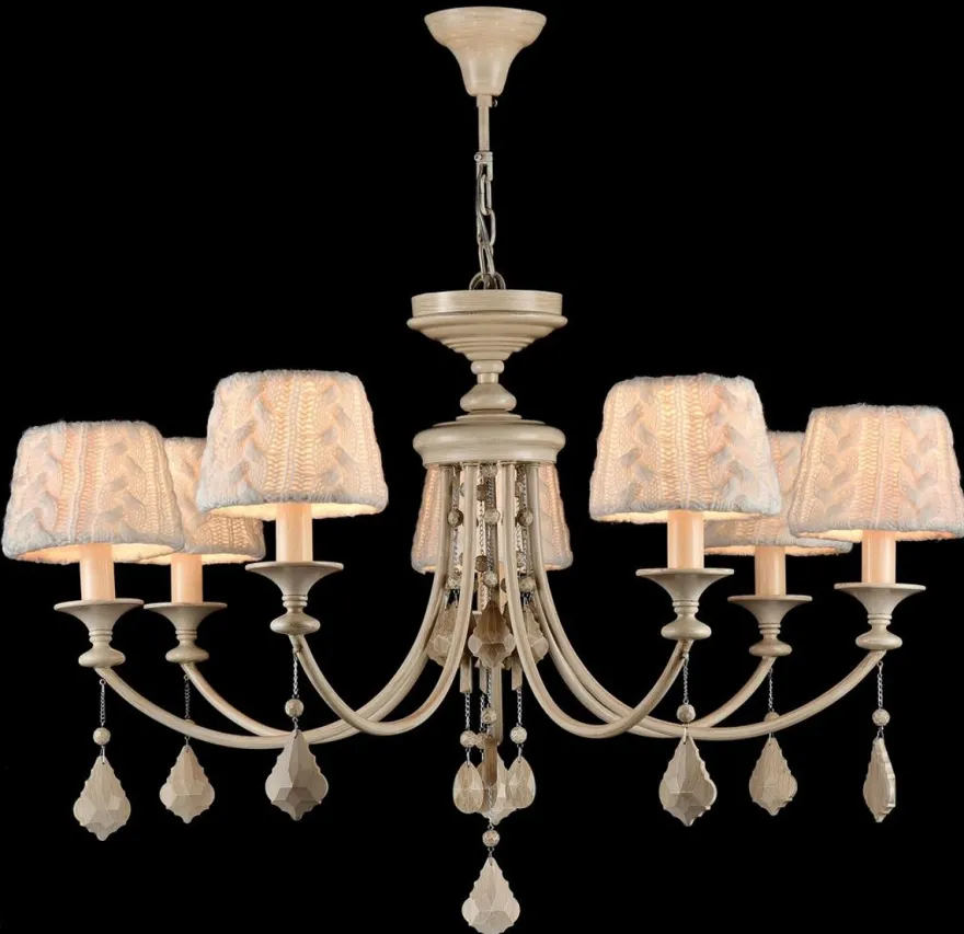 Casa Padrino Barock Kristall Kronleuchter 7-flammig in Beige - Ø 87 x H. 59 cm - Luxus Lüster für gehobene Wohnräume
