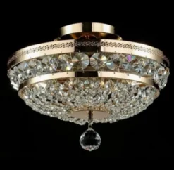 Casa Padrino Barock Kristall Decken Kronleuchter in Gold, 32 x H 23,5 cm - Luxus Deckenlampe im Antik Stil