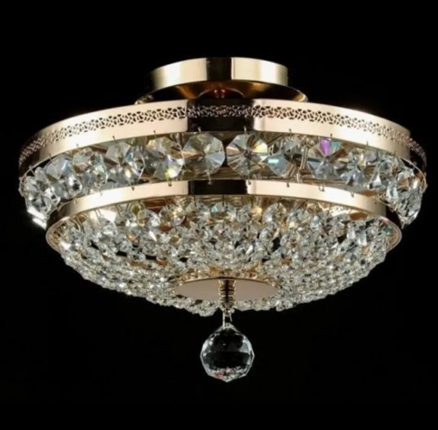 Casa Padrino Barock Kristall Decken Kronleuchter in Gold, 32 x H 23,5 cm - Luxus Deckenlampe im Antik Stil