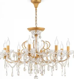 Casa Padrino Barock Kristall Kronleuchter Gold Ø 76 x H. 56 cm - Prunkvoller Lüster im Barockstil - Barock Möbel