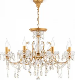 Casa Padrino Barock Kristall Kronleuchter Gold Ø 76 x H. 56 cm - Prunkvoller Lüster im Barockstil - Barock Möbel