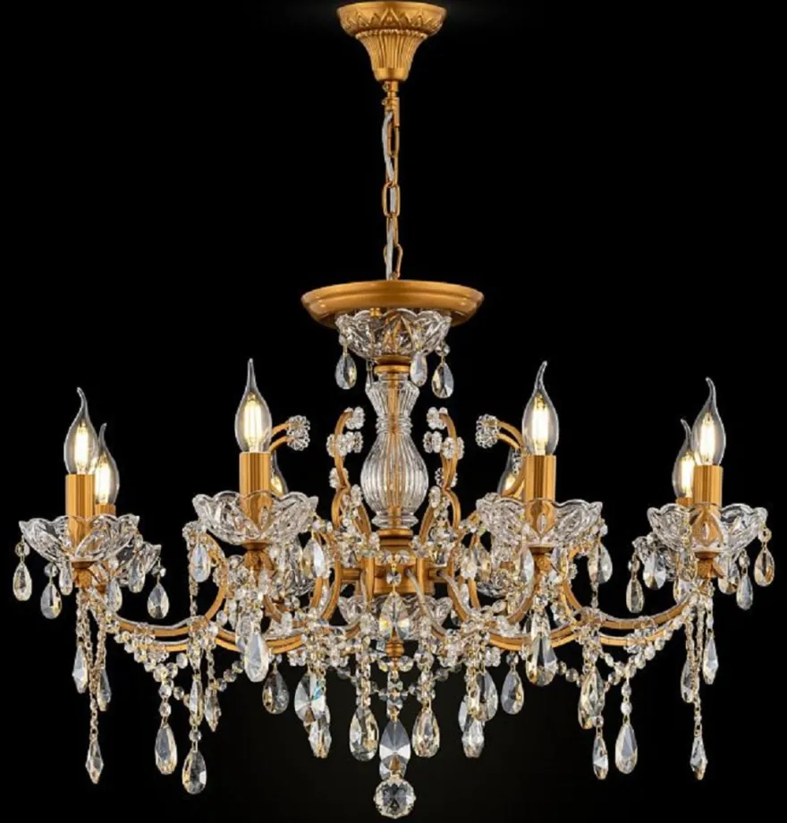 Casa Padrino Barock Kristall Kronleuchter Gold Ø 76 x H. 56 cm - Prunkvoller Lüster im Barockstil - Barock Möbel