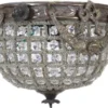 Casa Padrino Barock Kristall Deckenleuchte Oxidiert Ø 20 cm - Runde Deckenlampe im Barockstil - Barock Leuchten - Edel & Prunkvoll