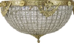 Casa Padrino Barock Kristall Deckenleuchte Gold Ø 50 cm - Runde Deckenlampe im Barockstil - Barock Leuchten - Edel & Prunkvoll