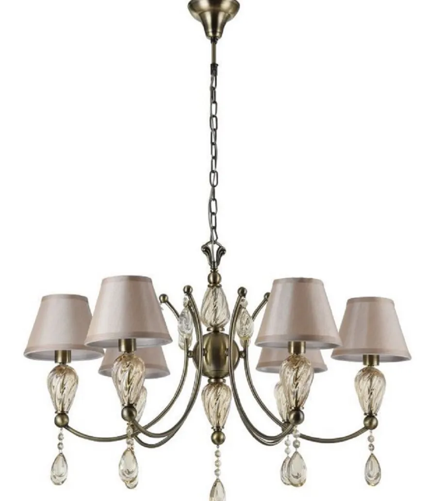 Casa Padrino Barock Kristall Kronleuchter Antik Bronze / Champagnerfarben / Grau Ø 80 x H. 55 cm - Prunkvoller Kronleuchter im Barockstil