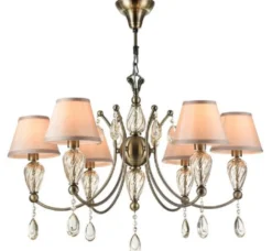 Casa Padrino Barock Kristall Kronleuchter Antik Bronze / Champagnerfarben / Grau Ø 80 x H. 55 cm - Prunkvoller Kronleuchter im Barockstil