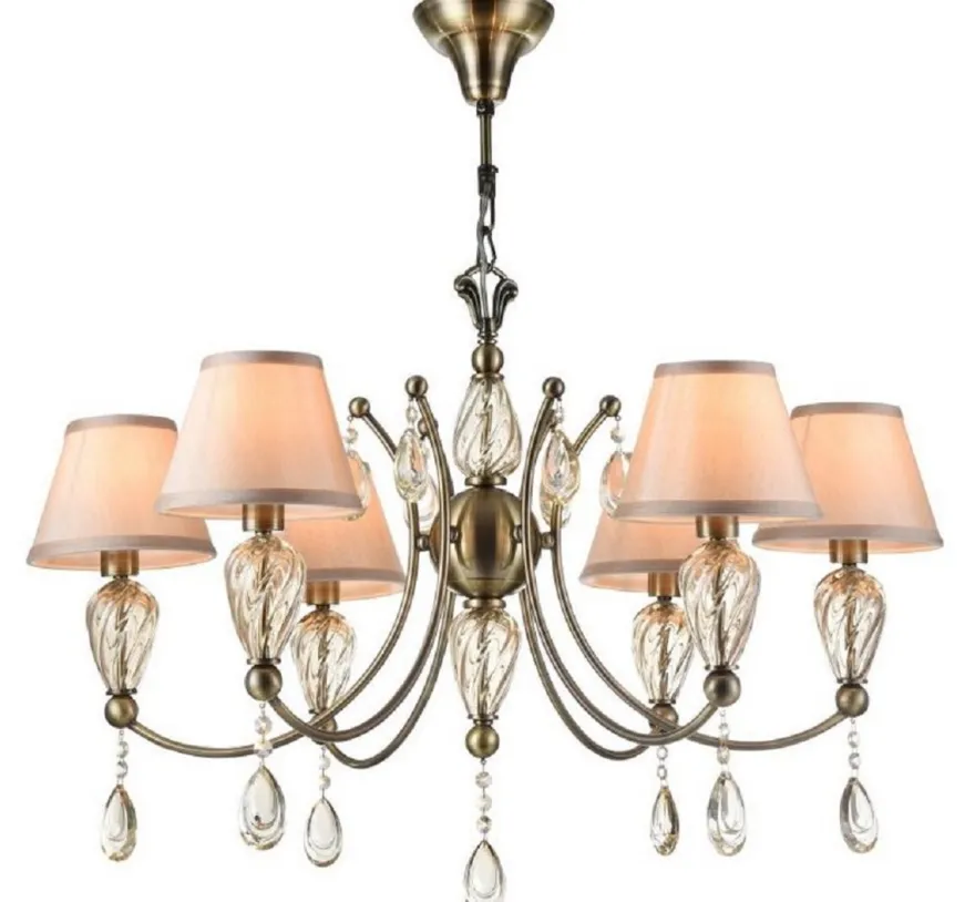 Casa Padrino Barock Kristall Kronleuchter Antik Bronze / Champagnerfarben / Grau Ø 80 x H. 55 cm - Prunkvoller Kronleuchter im Barockstil