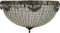 Casa Padrino Barock Kristall Deckenleuchte Oxidiert Ø 60 x H. 30 cm - Prunkvoller Decken Kronleuchter - Barock Leuchten