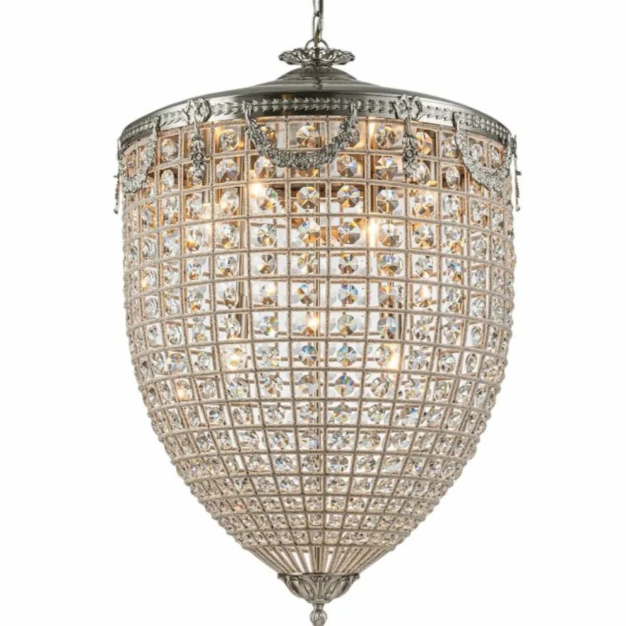 Casa Padrino Barock Kristall Kronleuchter Silber Ø 60 x H. 85 cm - Barock Leuchten