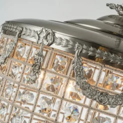 Casa Padrino Barock Kristall Kronleuchter Silber Ø 60 x H. 85 cm - Barock Leuchten