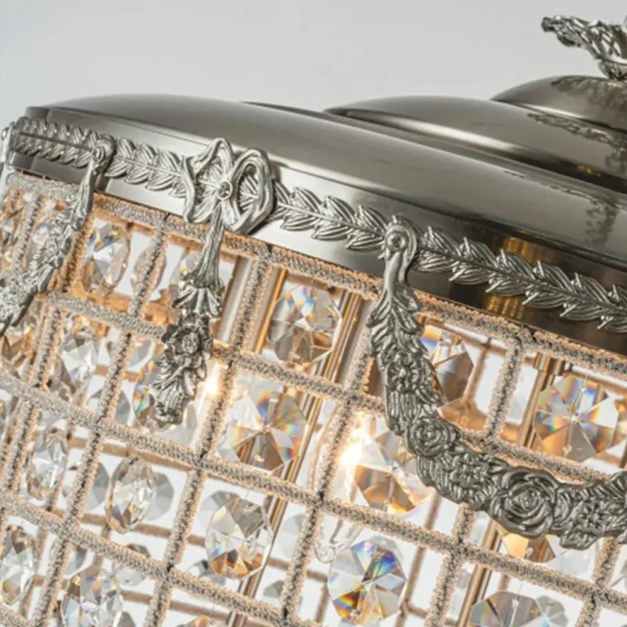 Casa Padrino Barock Kristall Kronleuchter Silber Ø 60 x H. 85 cm - Barock Leuchten