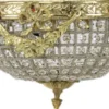 Casa Padrino Barock Kristall Deckenleuchte Gold Ø 30 cm - Runde Deckenlampe im Barockstil - Barock Leuchten - Edel & Prunkvoll