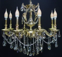 Casa Padrino Barock Kristall Kronleuchter 8-Flammig Gold ModK7 - Hängeleuchte Lüster Hängelampe Deckenlampe