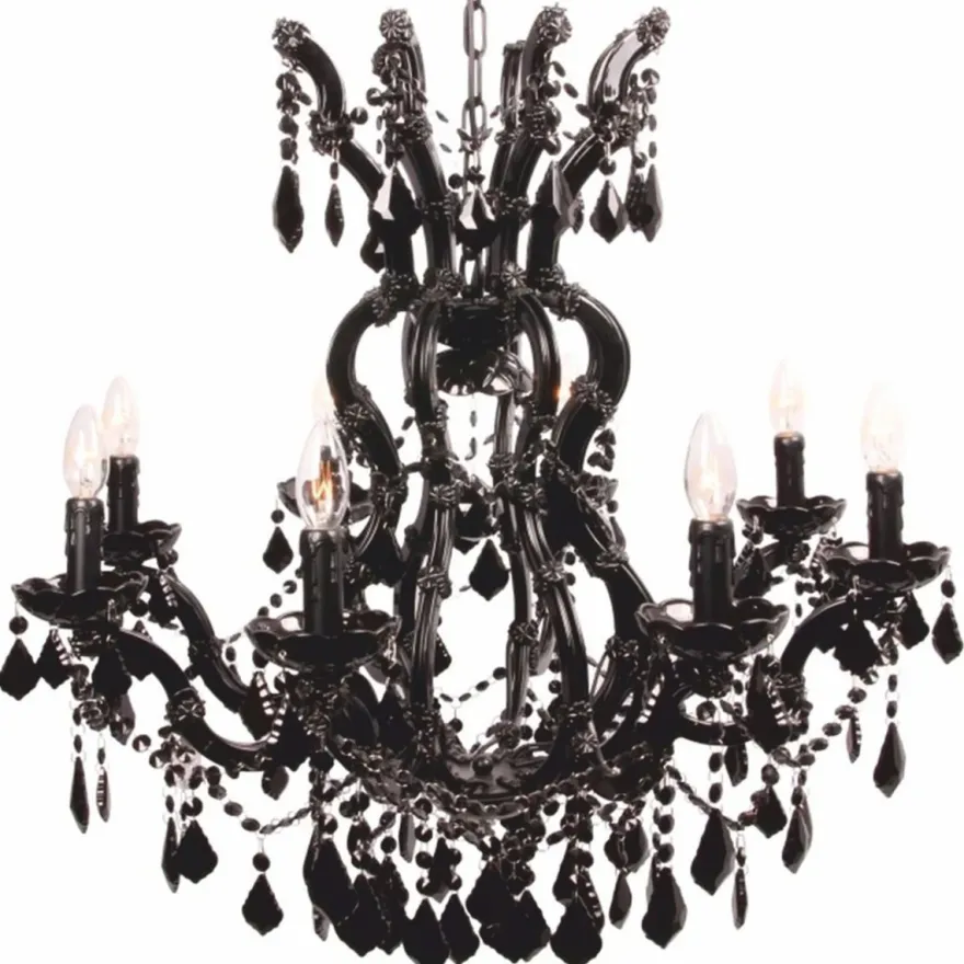Casa Padrino Barock Kristall Kronleuchter Schwarz Ø 73 x H. 78 cm - Barock Leuchten