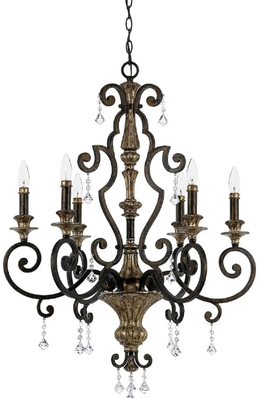 Casa Padrino Barock Kristall Kronleuchter Bronze / Antik Gold Ø 71 x H. 96,5 cm - Prunkvoller Barockstil Kronleuchter - Wohnzimmer & Hotel Kronleuchter - Barock Möbel - Barock Leuchten