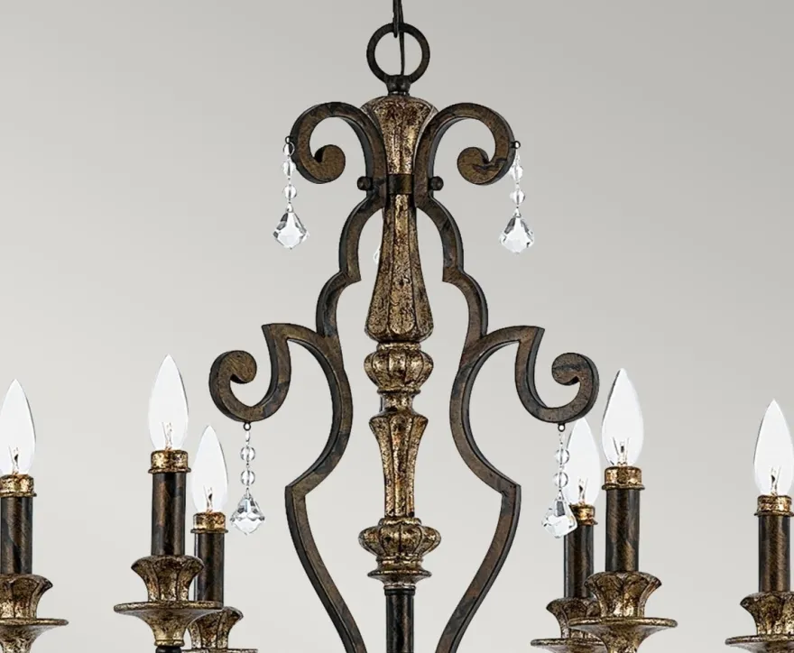 Casa Padrino Barock Kristall Kronleuchter Bronze / Antik Gold Ø 71 x H. 96,5 cm - Prunkvoller Barockstil Kronleuchter - Wohnzimmer & Hotel Kronleuchter - Barock Möbel - Barock Leuchten