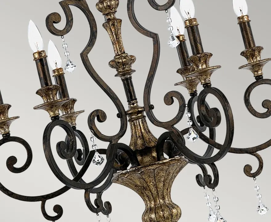 Casa Padrino Barock Kristall Kronleuchter Bronze / Antik Gold Ø 71 x H. 96,5 cm - Prunkvoller Barockstil Kronleuchter - Wohnzimmer & Hotel Kronleuchter - Barock Möbel - Barock Leuchten