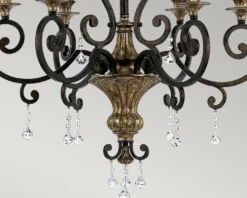 Casa Padrino Barock Kristall Kronleuchter Bronze / Antik Gold Ø 71 x H. 96,5 cm - Prunkvoller Barockstil Kronleuchter - Wohnzimmer & Hotel Kronleuchter - Barock Möbel - Barock Leuchten