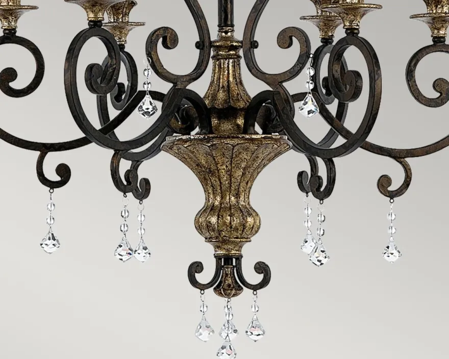 Casa Padrino Barock Kristall Kronleuchter Bronze / Antik Gold Ø 71 x H. 96,5 cm - Prunkvoller Barockstil Kronleuchter - Wohnzimmer & Hotel Kronleuchter - Barock Möbel - Barock Leuchten