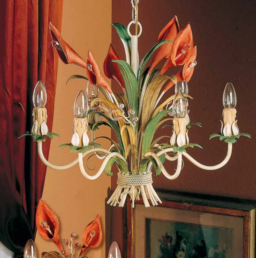 Casa Padrino Barock Kronleuchter Pastell Ø 60 x H. 45 cm 6-flammig - Handgefertigte Leuchte aus Italien - Barock Leuchten