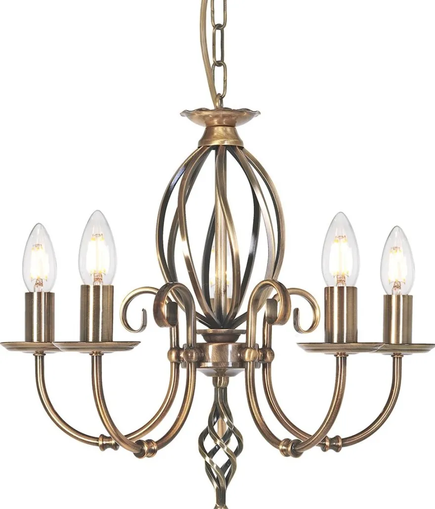 Casa Padrino Barock Kronleuchter Antik Messingfarben Ø 47 x H. 45 cm - Eleganter Wohnzimmer Kronleuchter - Kronleuchter im Barockstil