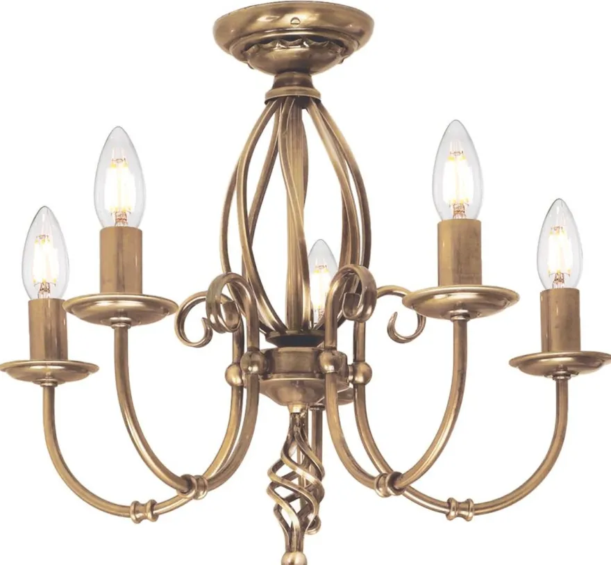 Casa Padrino Barock Kronleuchter Antik Messingfarben Ø 47 x H. 45 cm - Eleganter Wohnzimmer Kronleuchter - Kronleuchter im Barockstil