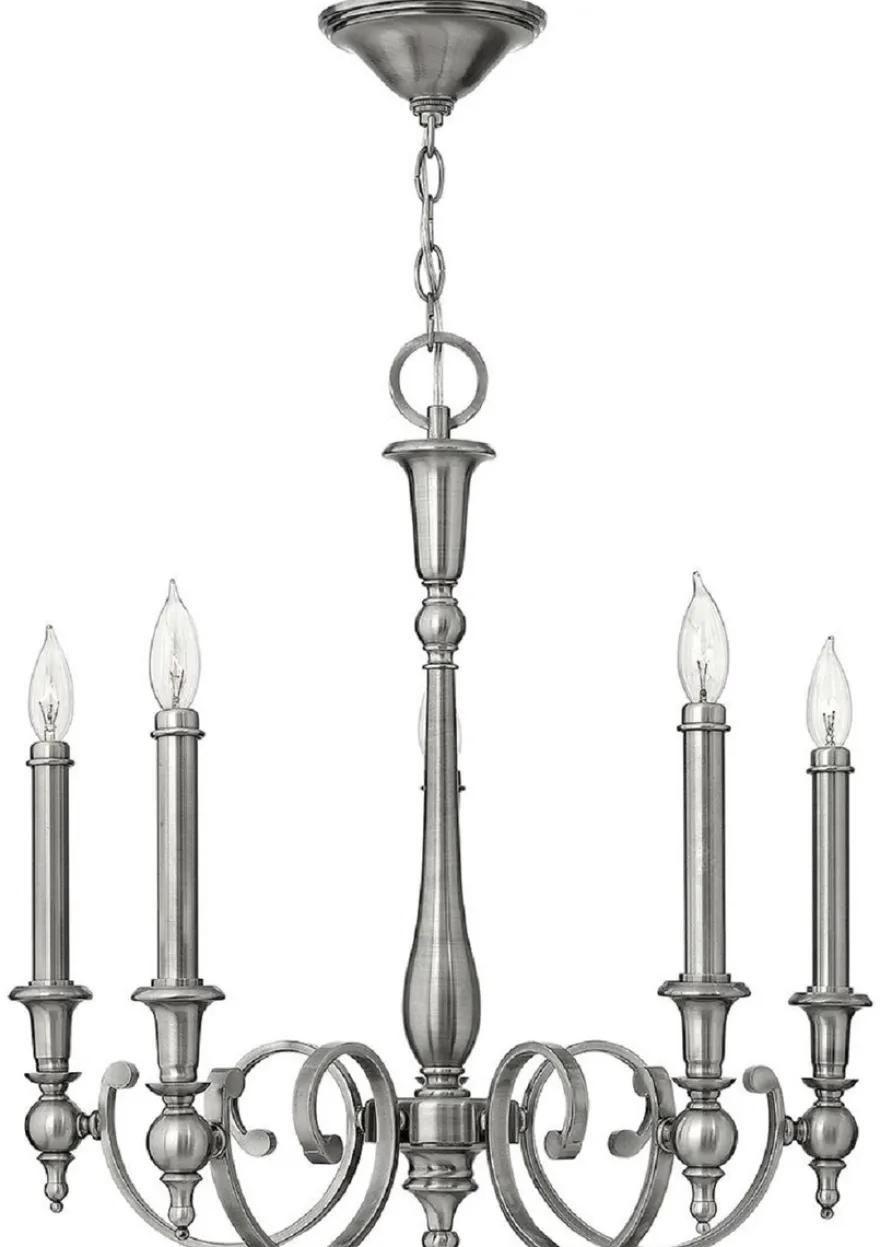 Casa Padrino Barock Kronleuchter Antik Silber Ø 61 x H. 63,5 cm - Eleganter Kronleuchter im Barockstil - Barock Lampen