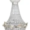 Casa Padrino Barock Kronleuchter Silber mit Glaskristallen 75 x 40 cm Antik Stil - Möbel Lüster Leuchter Hängeleuchte Hängelampe
