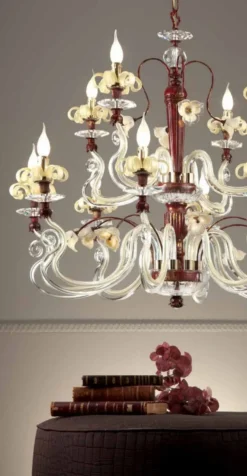 Casa Padrino Barock Kronleuchter Antikrot Gold Ø 105 x H. 90 cm 12-flammig - Handgefertigte Leuchte aus Italien - Barock Leuchten