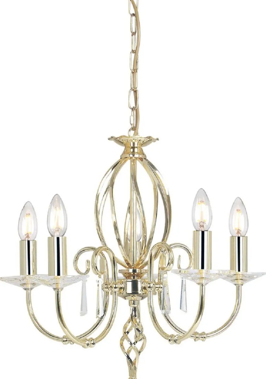 Casa Padrino Barock Kronleuchter Messing Ø 48 x H. 42 cm - Elegante Wohnzimmer Kronleuchter - Kronleuchter im Barockstil