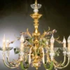 Casa Padrino Barock Kronleuchter Grün Gelb Elfenbein Ø 90 x H. 80 cm 8-flammig - Handgefertigte Leuchte aus Italien - Barock Leuchten