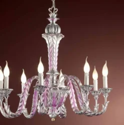 Casa Padrino Barock Kronleuchter Violett Ø 75 x H. 75 cm 8-flammig - Handgefertigte Leuchte aus Italien - Barock Leuchten