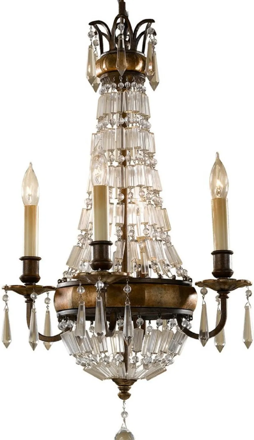 Casa Padrino Barock Kronleuchter mit Kristallglas Bronze Ø 36,2 x H. 62,5 cm - Prunkvoller Kronleuchter im Barockstil - Edel & Prunkvoll